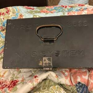 Vintage NYC System First Aid Metal Box - Industrial Decor / Storage